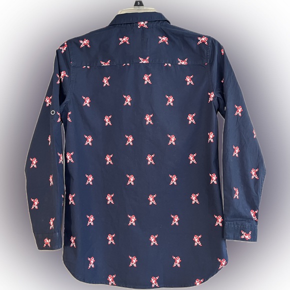 Denim & Flower Youth Boy Size 13/14 Dabbing Santa Long Sleeve Button Down NWT - Picture 2 of 6